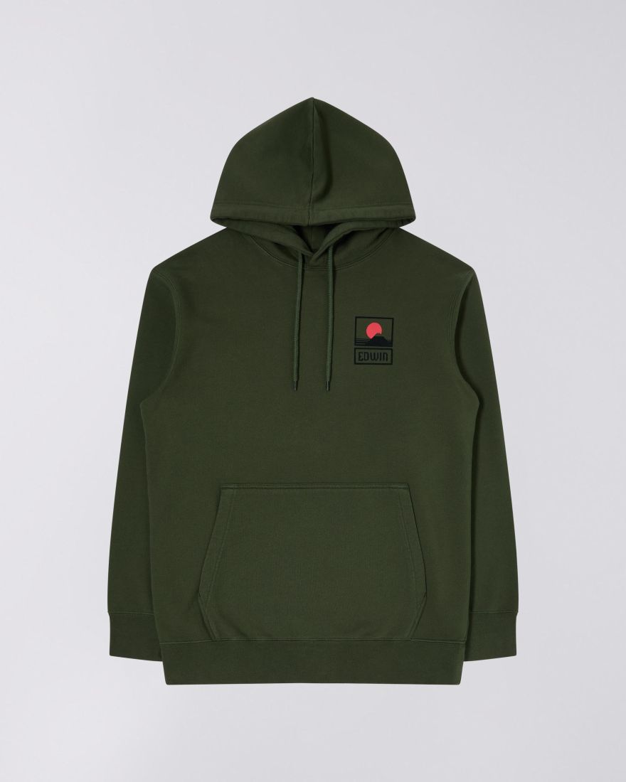 EDWIN Sunset On Mt Fuji Hoodie Sweat Kombu Green