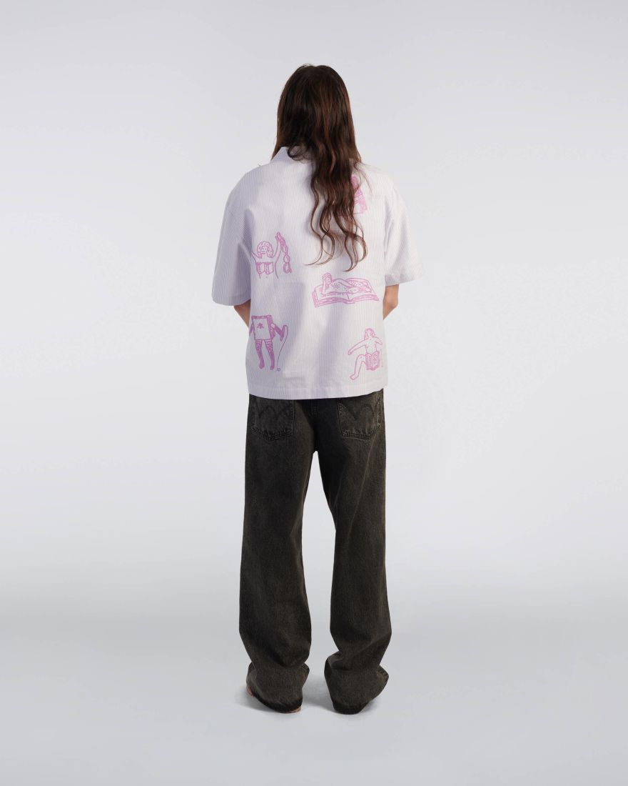 EDWIN Edwin Reader's Club Shirt SS Lila / White