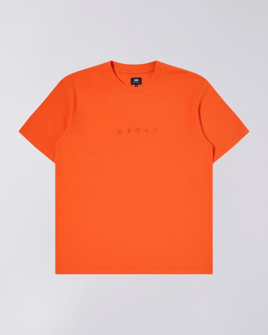 EDWIN Katakana Embroidery T-Shirt Tangerine Tango