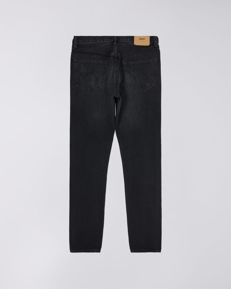 EDWIN Slim Tapered Jeans - Kaihara Black x Black Stretch Denim - Black ...