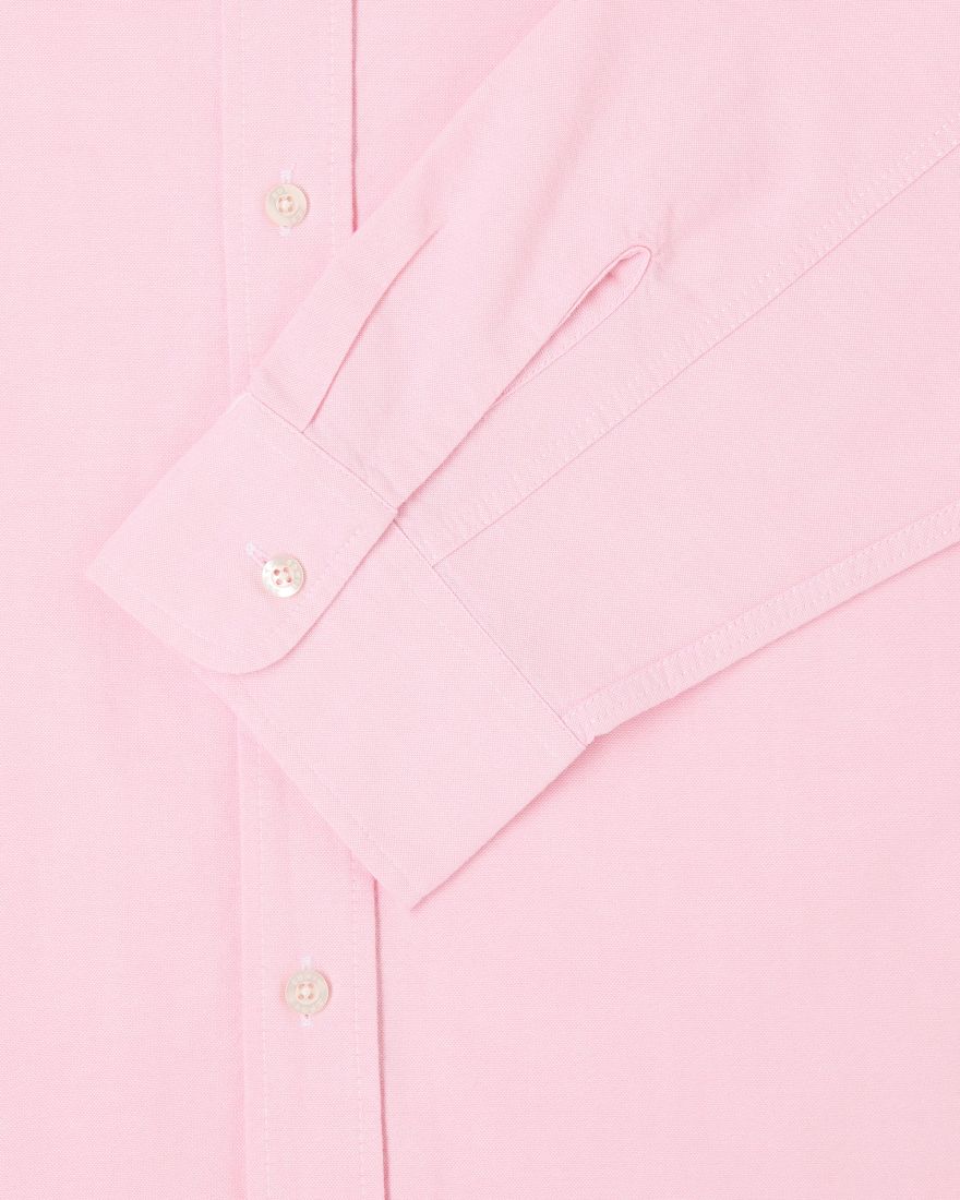 Lastinch Men Plus Size Pink and White Cotton Linen Shirt (36