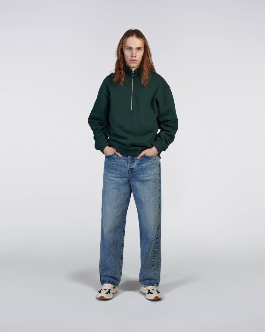 EDWIN Koji Half Zip Sweat Green Gables