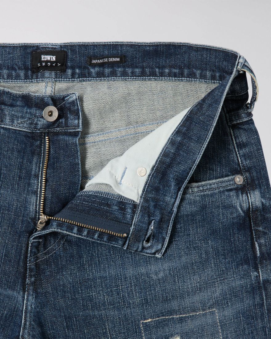EDWIN ED-55 Regular Tapered Jeans - CS Yuuko Blue Denim - Kiyo Repair Wash