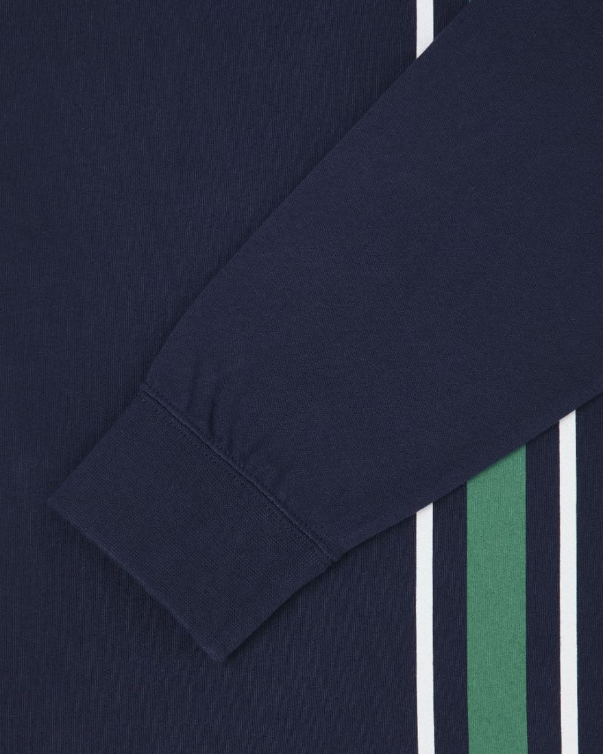 EDWIN Club Stripes Polo LS - Maritime Blue garment washed