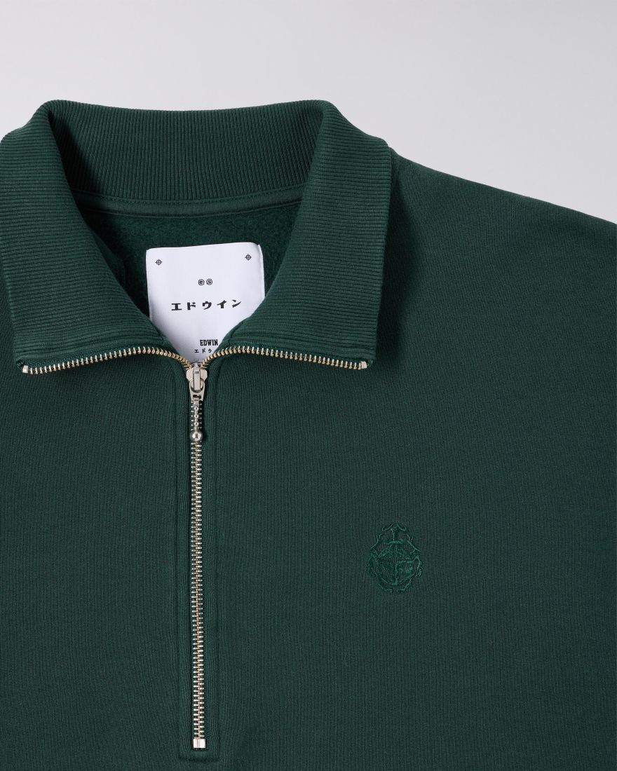 EDWIN Koji Half Zip Sweat Green Gables